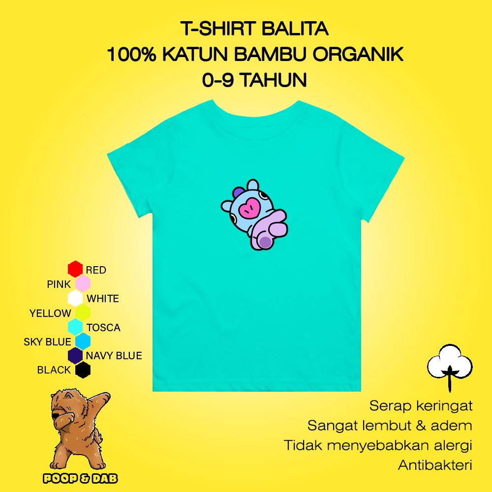 SHINZO - BT21 Kids T-Shirt - เสื้อยืดเด็กวัยหัดเดิน Mang BT21 - เสื้อยืดเด็กต้านเชื้อแบคทีเรีย - เสื