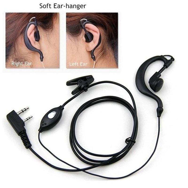 2-Pin ชุดหูฟัง Mic Walkie Talkie Head Mount หูฟังความปลอดภัยสายไฟสําหรับ UV-5R UV-5RE UV-6R BF-888S Kenwood Two Way วิทยุชุดหูฟัง