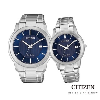 CITIZEN Eco-Drive  AW1211-80L/FE6011-81L BLUE   Watch ( นาฬิกาคู่พลังงานแสง )