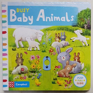 Baby Animals (push pull slide book) Board book ของแท้ นำเข้าจากประเทศอังกฤษ