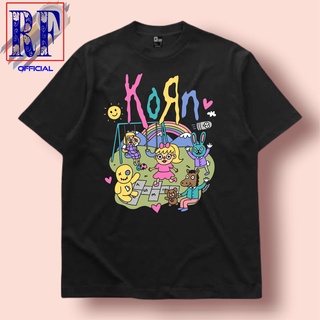 ROUNDคอลูกเรือNeckเสื้อยืด ลายวงเมทัล KORN สไตล์วินเทจ โอเวอร์ไซซ์-4XL