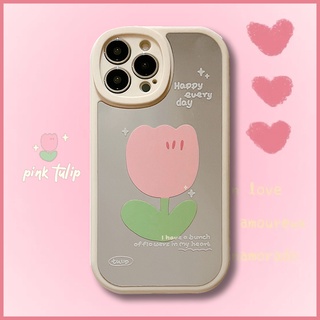 เคสโทรศัพท์มือถือ กันรอยกล้อง ลายดอกไม้ทิวลิป สีชมพู สําหรับ iphone case se 2022 7 8 plus XR 11 12 13 pro max