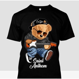 เสื้อยืด พิมพ์ลาย Bear Distro Again Playing Guitar Keep Leaping