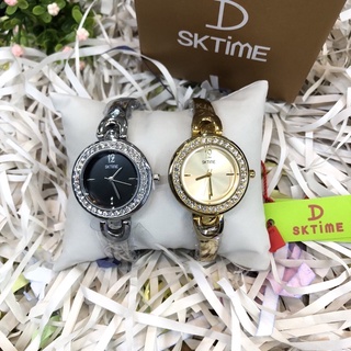 SK-TIME นาฬิกาข้อมือหญิงQuartz Analog3ATM กันน้ำ ตัวเรือนและสายสแตน3ไมครอน