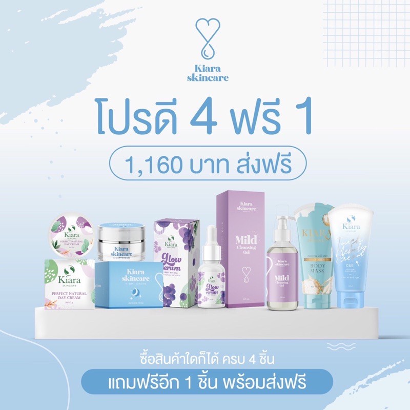 เคียร่า สกินแคร์ 5 ชิ้น(คละได้ทุกตัว) ลูกค้าเลือกเองได้