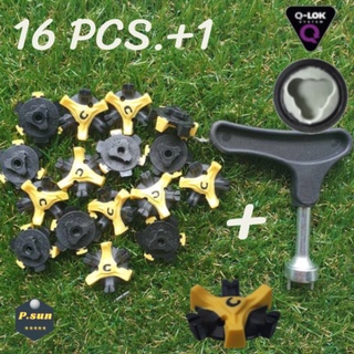 ปุ่มรองเท้ากอล์ฟ 16 pcs+ตัวไข  Q-lok system Fast Twist Soft Spikes golf shoes.+wrench tool