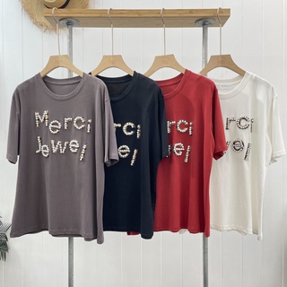 PAPAR’S เสื้อยืดแขนสั้นผ้าดี ปักลายตามภาพ