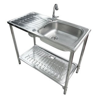 SINK STANDING TECNOPLUS TNP TT100S STAINLESS ซิงค์ขาตั้ง 1หลุม 1ที่พัก TECNOPLUS TNP TT100S สเตนเลส อ่างล้างจานขาตั้ง อ่