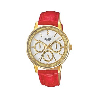 Casio Standard นาฬิกาข้อมือผู้หญิง สายหนัง สีแดง รุ่น LTP-2087GL-4AVDF  โค๊ดส่วนลด 100บาท โค๊ด (NEWMSME)