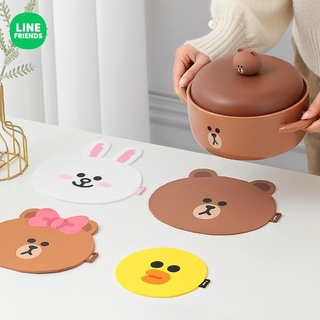 Line FRIENDS การ์ตูนน่ารัก ฉนวนกันความร้อน แผ่นรองจาน กันน้ํา กันน้ํามัน ผ้าปูโต๊ะซิลิโคน ป้องกันการลวก เด็ก ป้องกัน