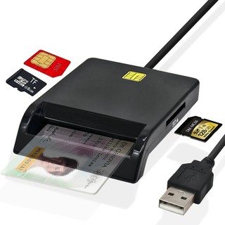 4 in 1 Smart Card Reader IC SIM SD TF เครื่องอ่านบัตรสมาร์ทการ์ด บัตรประชาชน ซิมการ์ด SD และ Micro SD การ์ด USB 2.0 DM-H