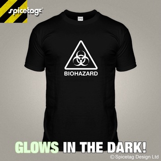 ใหม่ เสื้อยืดคอกลม แขนสั้น ผ้าฝ้าย พิมพ์ลายโลโก้ Biohazard Glow In The Dark Danger สําหรับผู้ชาย 2022S-5XL