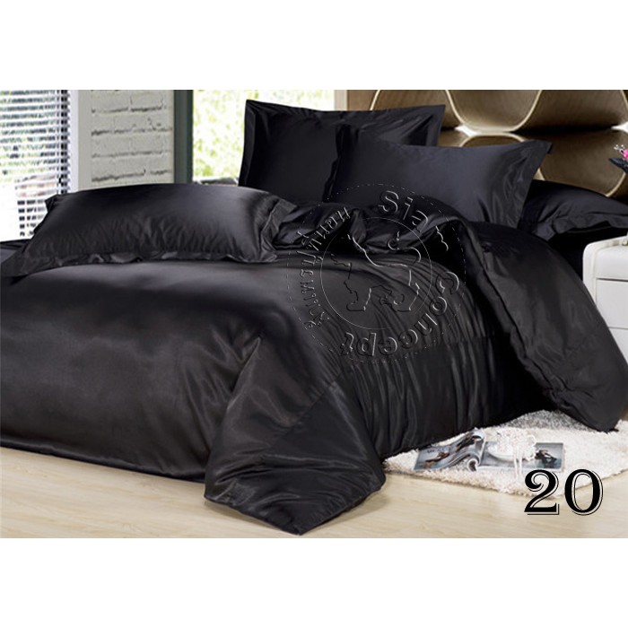 ชุดเครื่องนอนผ้าซาติน 5 ฟุต (SK520 สี Black)