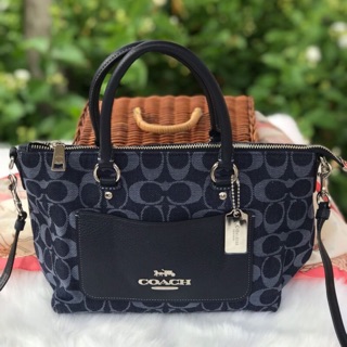 MINI EMMA SATCHEL IN SIGNATURE DENIM (COACH F66974) DENIM/SILVER