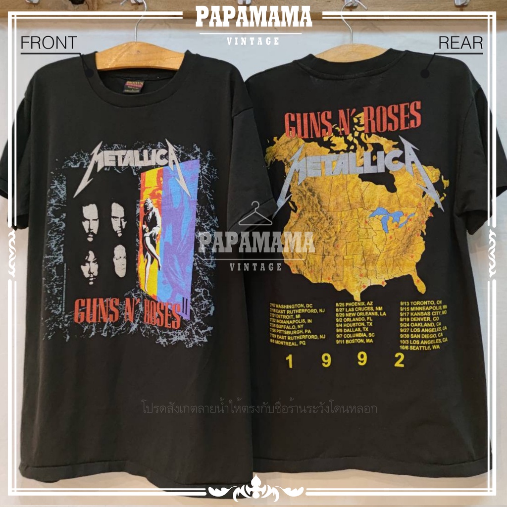 [ METALLICA & GUNS N' ROSES ] NORTH AMERICAN TOUR @1992 biowash ฟอกไบโอ เสื้อทัวร์วง วินเทจ  papamam