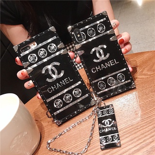 Samsung Galaxy A22 A12 A42 A32 A52 A72 A02S A01S A02 A51 A71 A50 A21S A21 A31 Square Tide Brand Hanging Chain Soft Phone Case