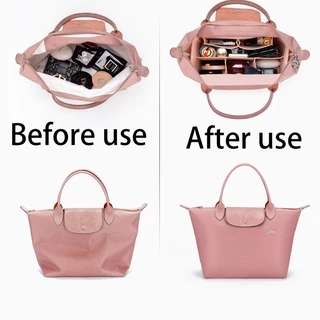 LONGCHAMP กระเป๋าถือ กระเป๋าเครื่องสําอาง ผ้าสักหลาด แต่งหูหิ้ว สําหรับผู้หญิง