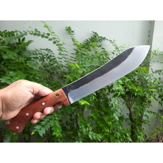 มีดหัวบัว Nessmuk knife มีดมาเชเต้ มีดใบตาย มีดเหน็บ มีดเดินป่า มีดแคมป์  9.5” S50C fulltank ผิวไฟ ด้ามไม้ประดู่