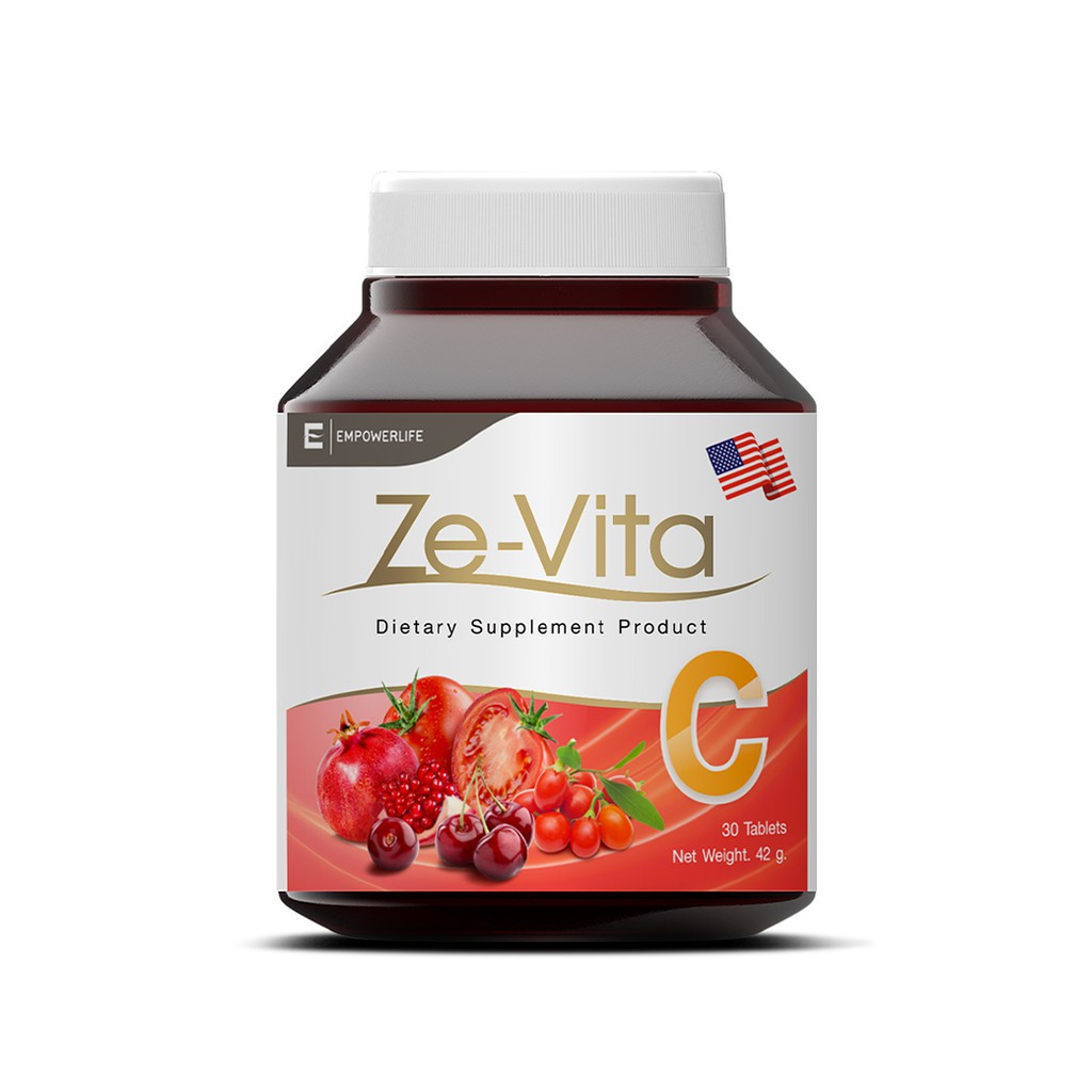 Ze-Vita  วิตามินซี ขนาด 100 เม็ด Vitamin C 1,000 มิลลิกรัม Vit-C บรรเทาหวัด เสริมภูมิคุ้มกัน ต้านหวัด