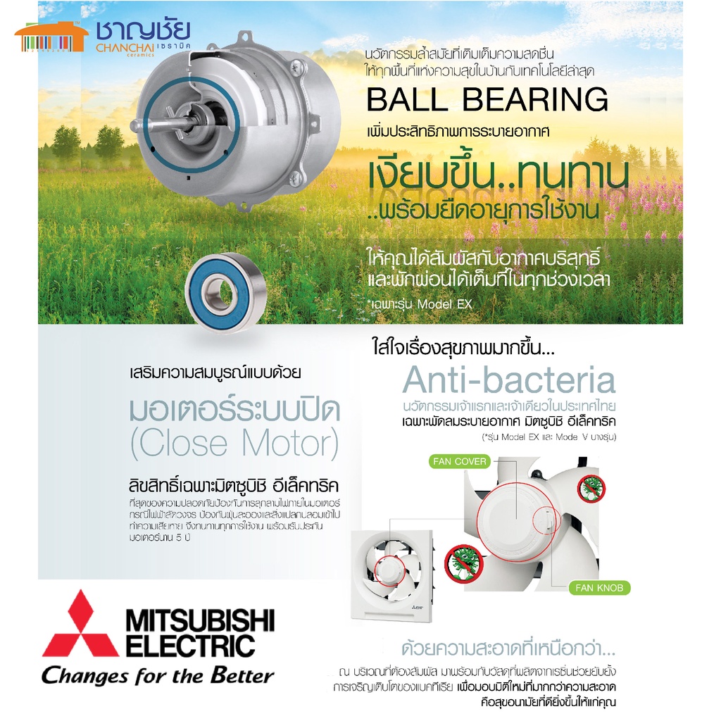 [🔥พร้อมส่ง] MITSUBISHI รุ่น EX-25SH7T พัดลมดูดอากาศ ติดผนัง ประหยัดไฟ ใบพัด 5 ใบ 10" สีขาว ขนาด 25 วัตต์