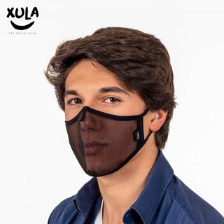 XULA MASK - 2 BLACK ( ALL BLACK ) หน้ากากผ้าแบบใส ซักได้ | Swiss Technology Award 2020 รับรองจาก European Certification