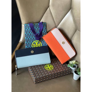 Tory burch robinson color-block zip continental wallet กระเป๋าสตางค์ใบยาวซิปรอบ