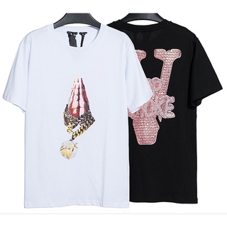 เสื้อยืดNew Classic vlone Men Women Casual Pure Cotton Short-Sleeved t-Shirt