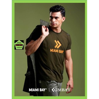 Miami bay เสื้อคอกลม ชาย  รุ่น Combat สีเขียวขี้ม้า