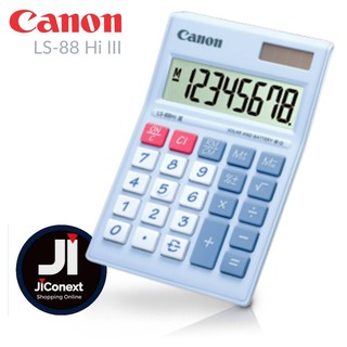 เครื่องคิดเลข Canon LS-88Hi III  จอแสดงผล LCD ขนาดใหญ่พิเศษ แสดงตัวเลข 8 หลัก  ออกแบบจอให้ลาดเอียง เพื่อองศาที่พอดี