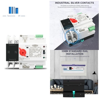 Tomzn สวิตช์เลือกไฟฟ้าอัตโนมัติ เฟสเดียว ATS 220V 2P