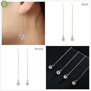 Cod Qipin Elegant Earrings White Sapphire Crystal Long Chain Jewelry Ear Line for Women Ladies