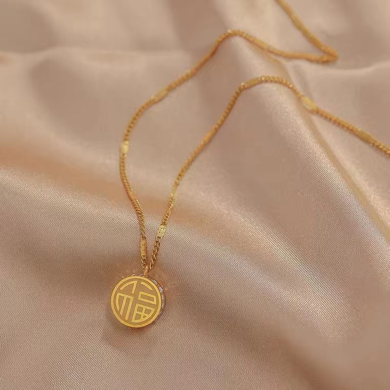 สร้อยคอโซ่สั้น เหล็กไทเทเนียม 18K จี้โอลีฟ สีเขียวมะกอก เข้ากับทุกการแต่งกาย สําหรับผู้หญิง