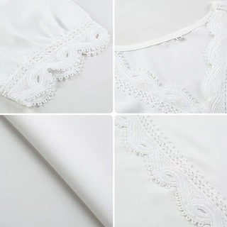 🔥ส่งไวจากไทย🔥 MSD พร้อมส่ง แฟชั่นสตรี เสื้อชีฟอง เสื้อเชิ้ตแขนสั้น สีขาว คอวี ผ้าดี