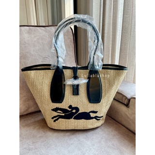 (แท้) Longchamp Roseau Straw Shoulder Bag สี Nature กระเป๋าสาน กระเป๋าชายหาด (made in France) **สินค้าอยู่ไทย