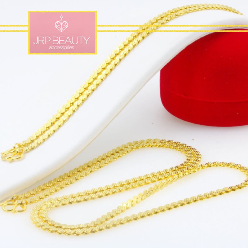 สร้อยคอทอง ลายตัวSปัดเงา ขนาด 1 บาท ยาว 24 นิ้ว ชุบเศษทองแท้ 24k ผลิตจากช่างฝีมือเยาวราช สินค้าขายดี