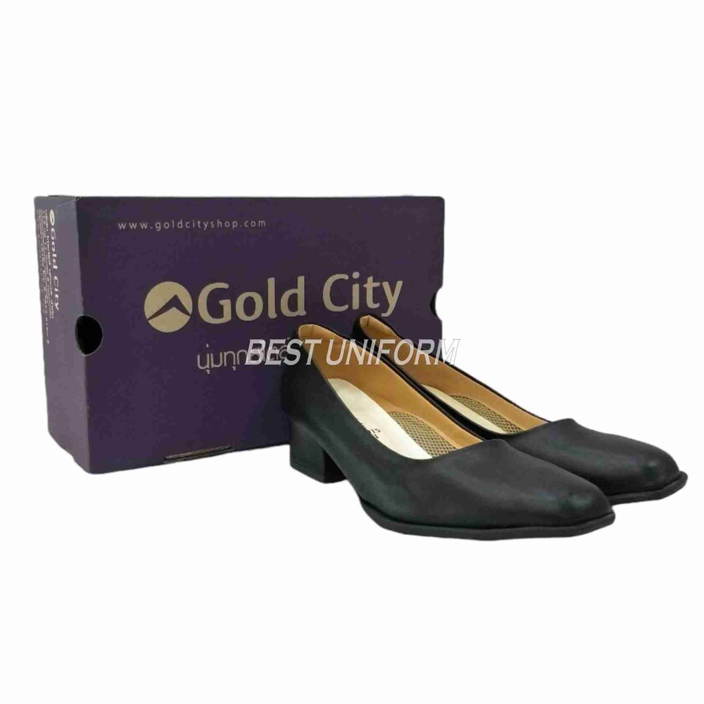 GOLDCITY รองเท้าคัชชูผู้หญิง  รองเท้านักศึกษา รุ่น C015 สีดำ