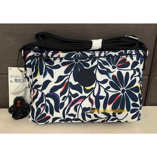 ส่งฟรีEMS  KIPLING Mikaela Crossbody Bag - Floral Flourish มีตำหนิ โลหะสายยาว โลโก้ Kipling สีหมองดำ