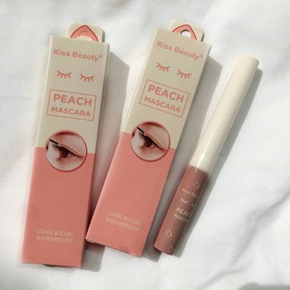 มาสคาร่ากันน้ำ Kiss Beauty Peach Mascara Long &amp; Curl Waterproof พร้อมส่ง