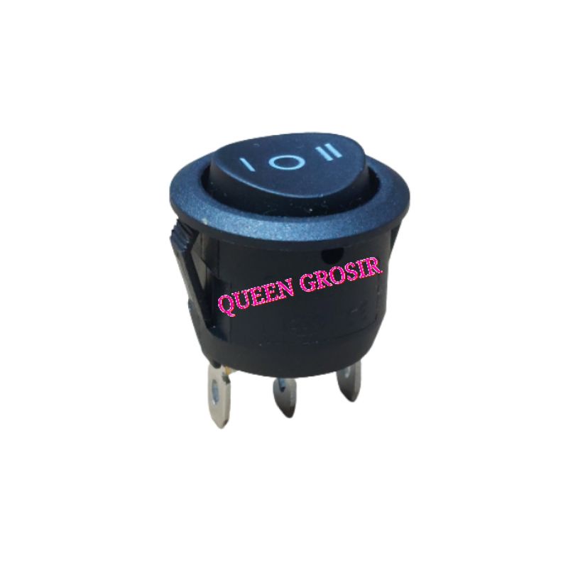 Hitam ON-OFF-ON 3Pin Big Rocker Switch สวิตช์กลม/สวิตช์กลมสีดํา 3Pin ON-OFF-ON ขนาดใหญ่