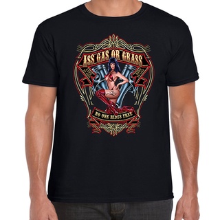 คอลูกเรือพร้อมส่ง เสื้อยืดแขนสั้น ผ้าฝ้าย 100% พิมพ์ลาย Biker American Motorcycle Chopper Bobber Bike  Ride 64 หลากสี แฟ