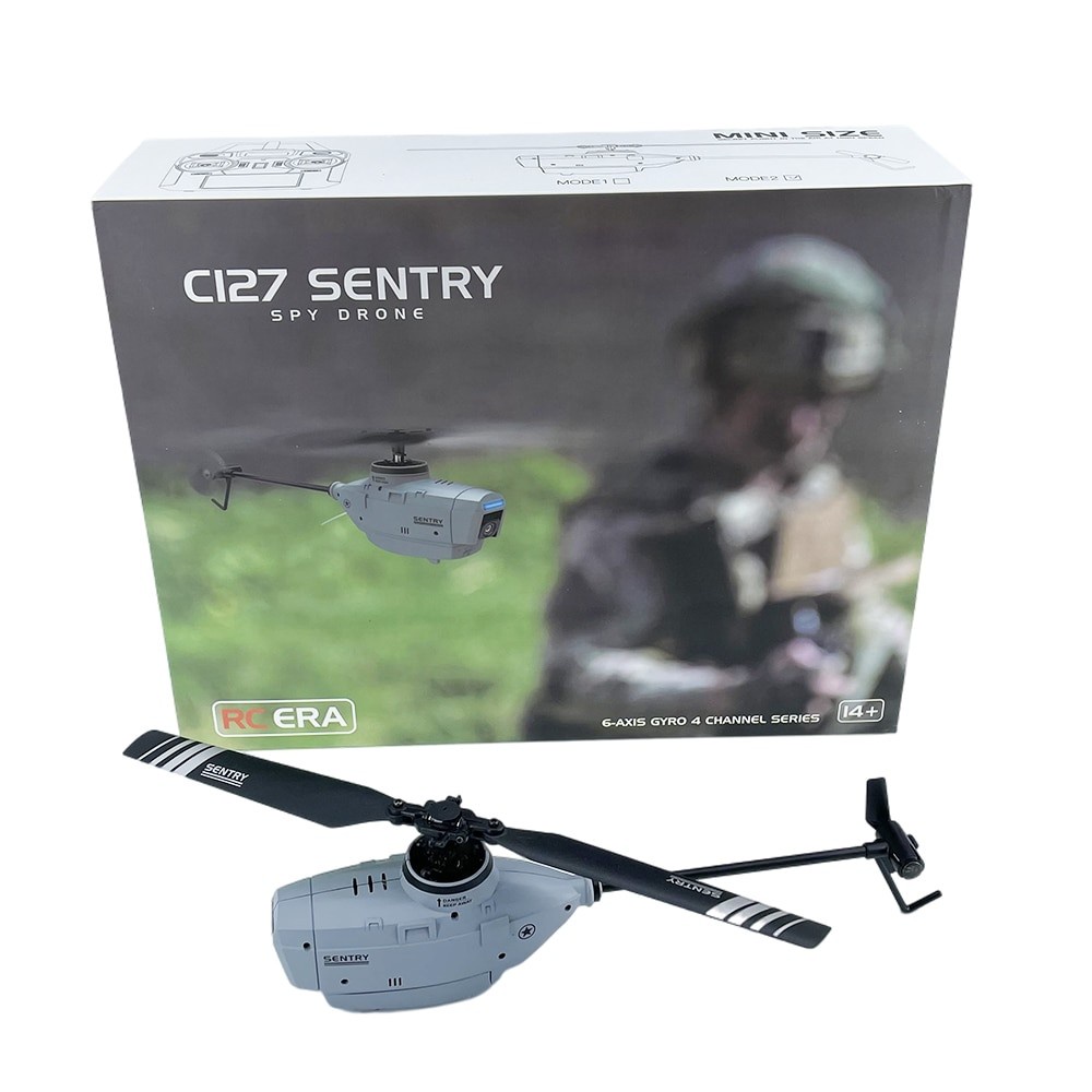 โดรนสายลับ เฮลิคอปเตอร์ สายลับติดกล้อง C127 Sentry Spy Drone 2.4GHz 720P มุมเลนส์กล้องกว้าง Gyro 6ทิศทาง Wifi 6G