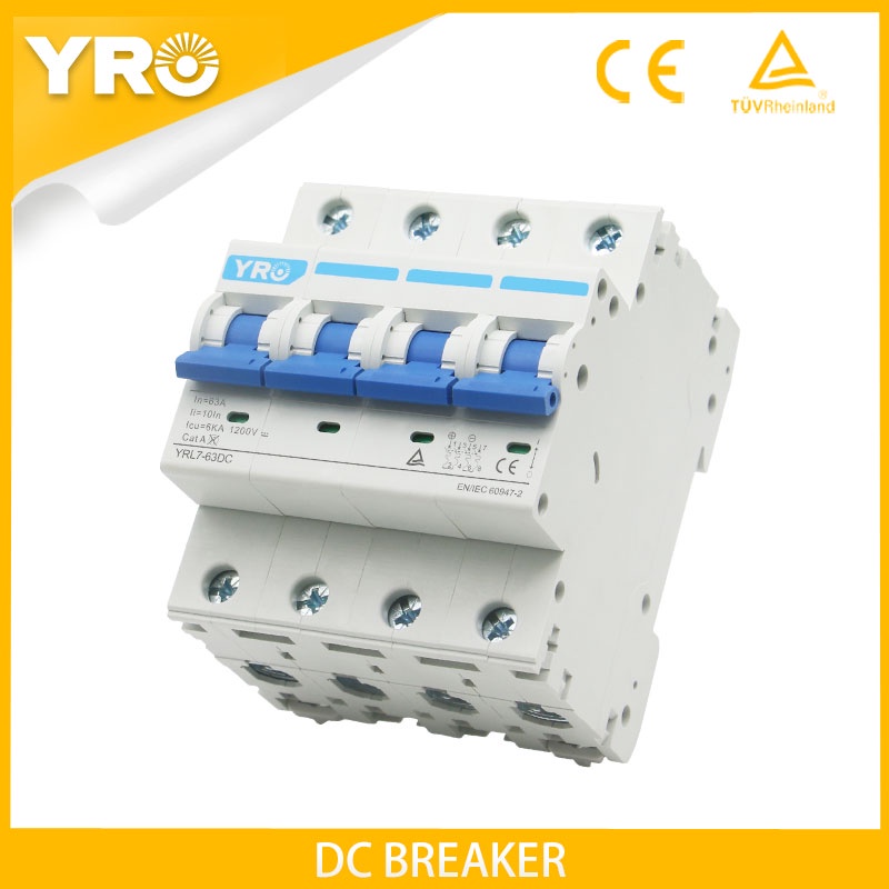 4P DC 1000V Solar Mini Circuit Breaker 10A 16A 20A 25A 32A 40A 50A 63A DC MCB for PV System YRL7-63DC