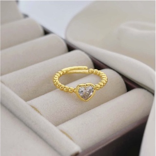 MINI HEART RING. ชุบทอง 24K เพชร CZ freesize