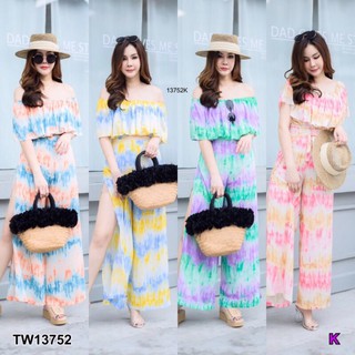 Set 2 ชิ้น #สาวอวบ เสื้อปาดไหล่แต่งระบาย ใส่ได้หลายสไตล์ คู่กับกางเกงแหวกข้าง สาวๆที่มีแพลนไปทะเลห้ามพลาดรุ่นนี้แนะนำเลย