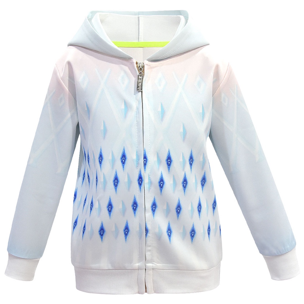 เสื้อแจ็กเก็ตแขนยาว มีฮู้ด พิมพ์ลาย Frozen 2 Elsa Anna สําหรับเด็กผู้หญิง อายุ 4-9 ปี