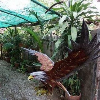 โมบายนกอินทรีย์ ไล่นกพิราบ นกกกระจอก นกเล็กๆ งานปั้นมือจากฝุ่นไม้หรือขี้เลื่อยละเอียด ทำสีเหมือนจริง