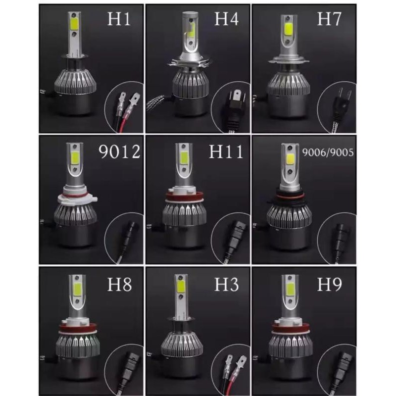 ไฟหน้าLED 1คู่ รุ่น C6 ขั้ว H1 H3 H4 H7 H8/H9/H11 9005/HB3 9006/HB4 36w 9V-36V 6000K แสงสีขาว - รูปที่ 2