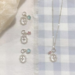 Winterwinter Jewelry Silver925 : เครื่องประดับเงินแท้ เงินแท้925 สร้อยคอพร้อมจี้รูปไม้กางเขน ตุ้งติ้งรูปดาว/หัวใจ