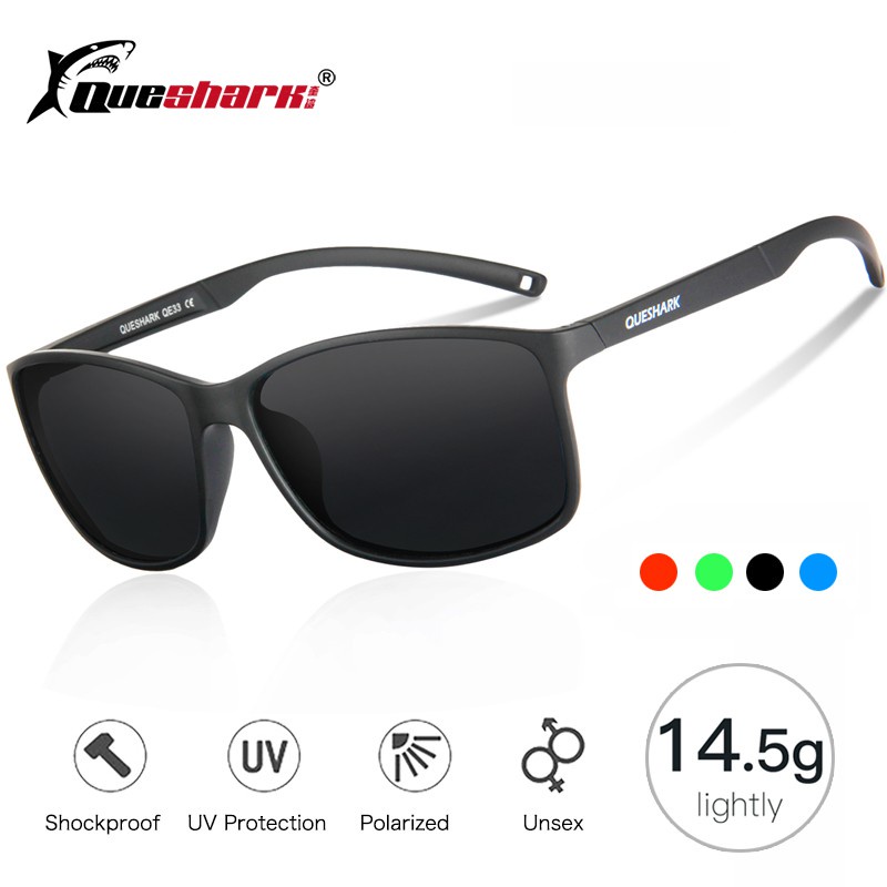 Queshark แว่นตากันแดด เลนส์โพลาไรซ์ UV400 น้ําหนักเบา 8 สี สําหรับผู้หญิง ผู้ชาย QE33