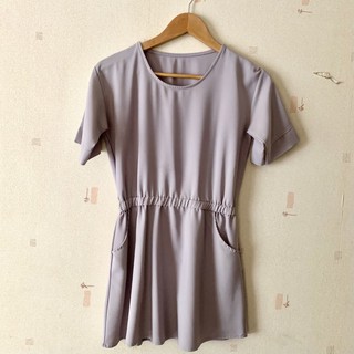 Mini dress Grey มีกระเป๋าข้าง จั๊มเอว